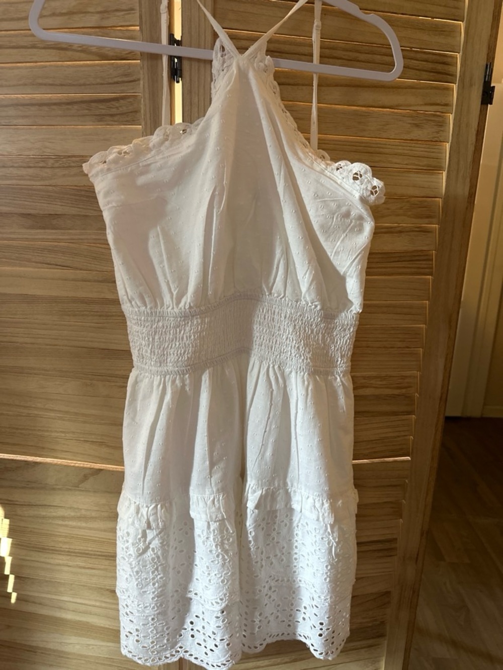 And now this White Eyelet Halter women’s Dress -